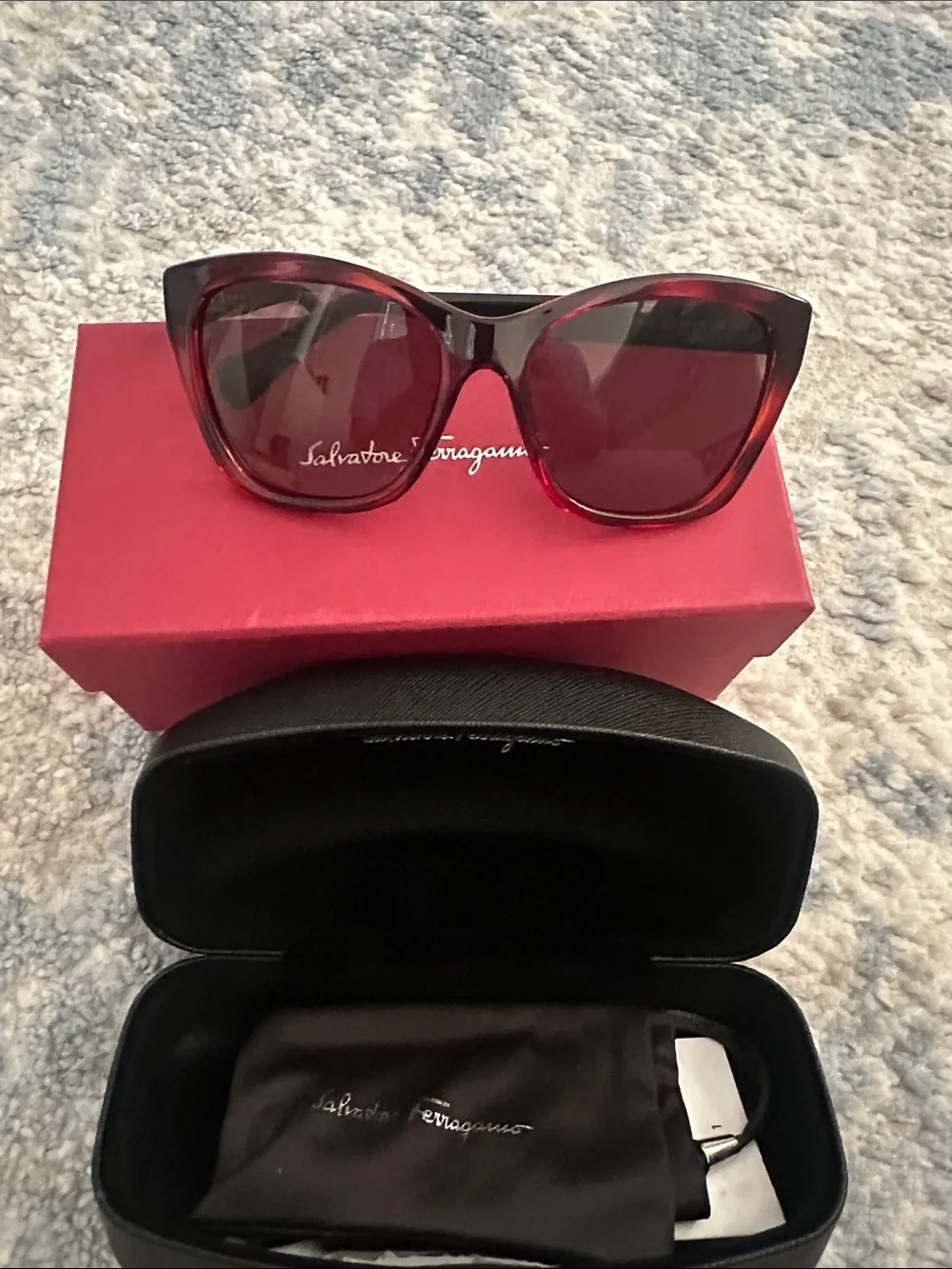 Salvatore Ferragamo Women's Sunglasses - Burgundy and Black Frame